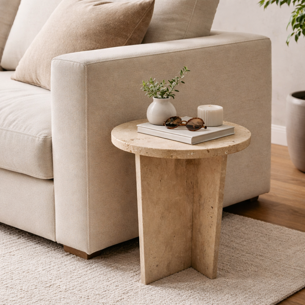 Stolik pomocniczy z trawertynu