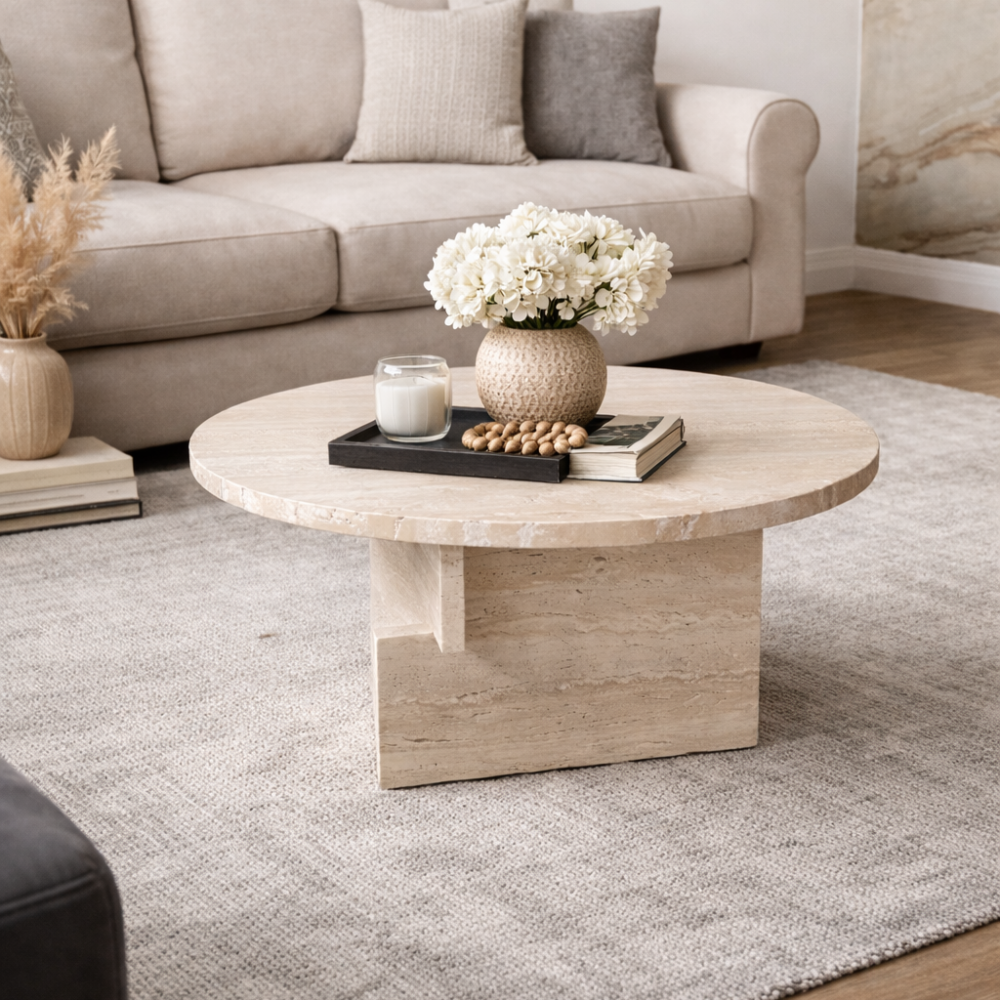 Stolik beżowy kamień naturalny