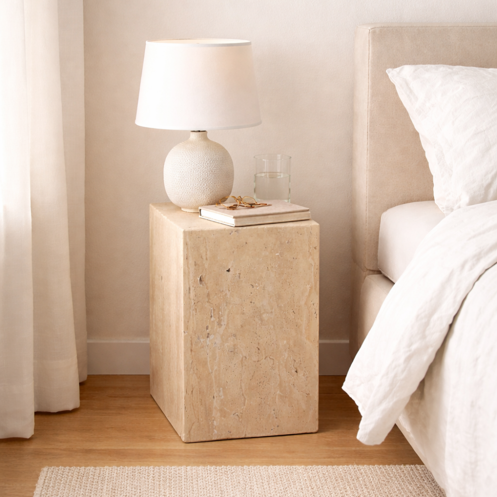 Kremowy stolik pomocniczy