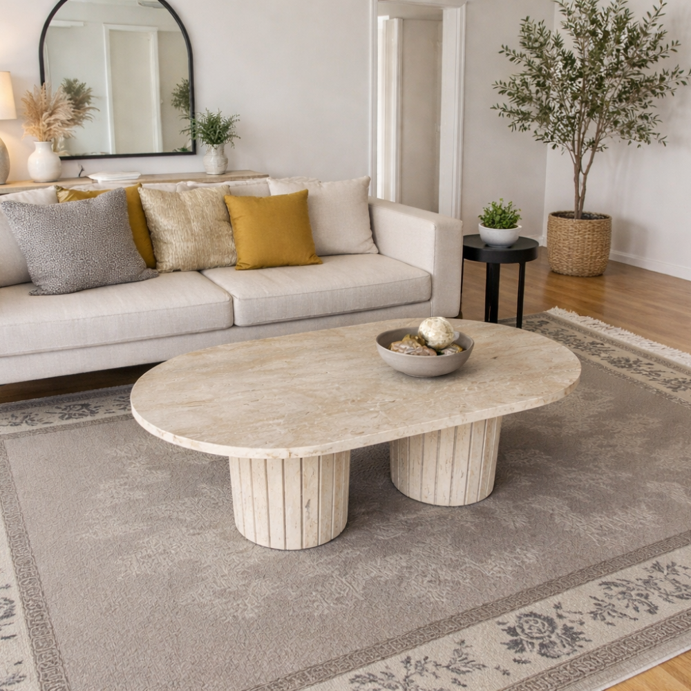 Stolik z podwójną ryflowaną podstawą