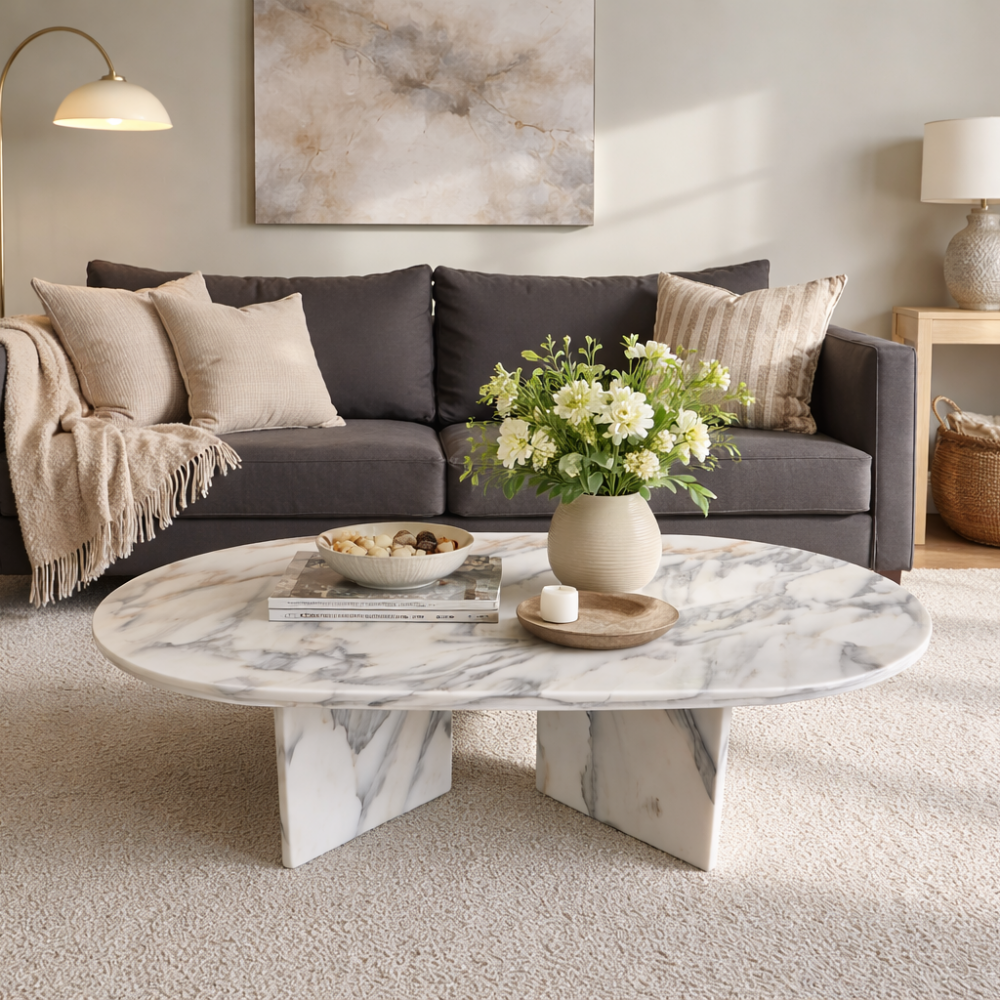 Stolik Arabescato Corchia kawowy owalny