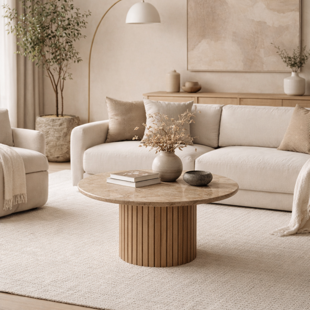 Stolik kawowy z marmurowym blatem