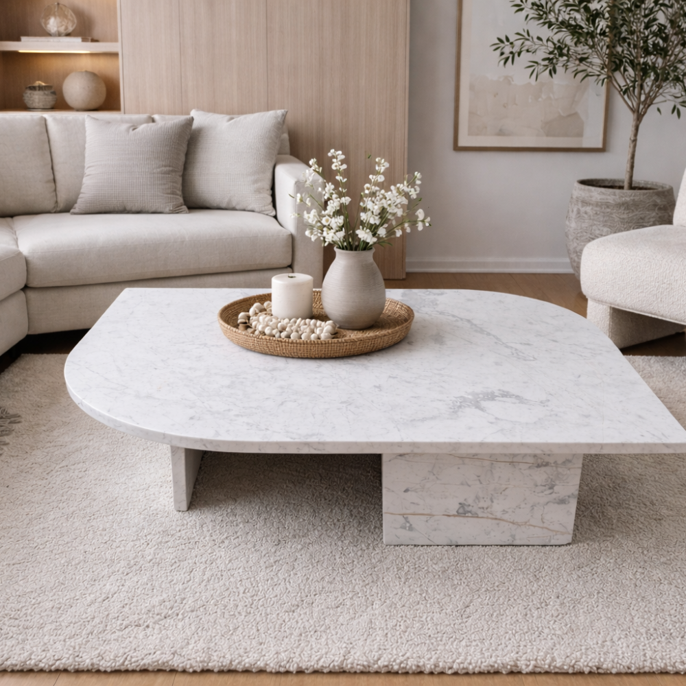 Biały stolik półowalny