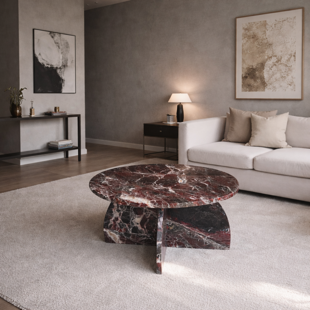 Stolik Rosso Levanto z zaokrągloną podstawą