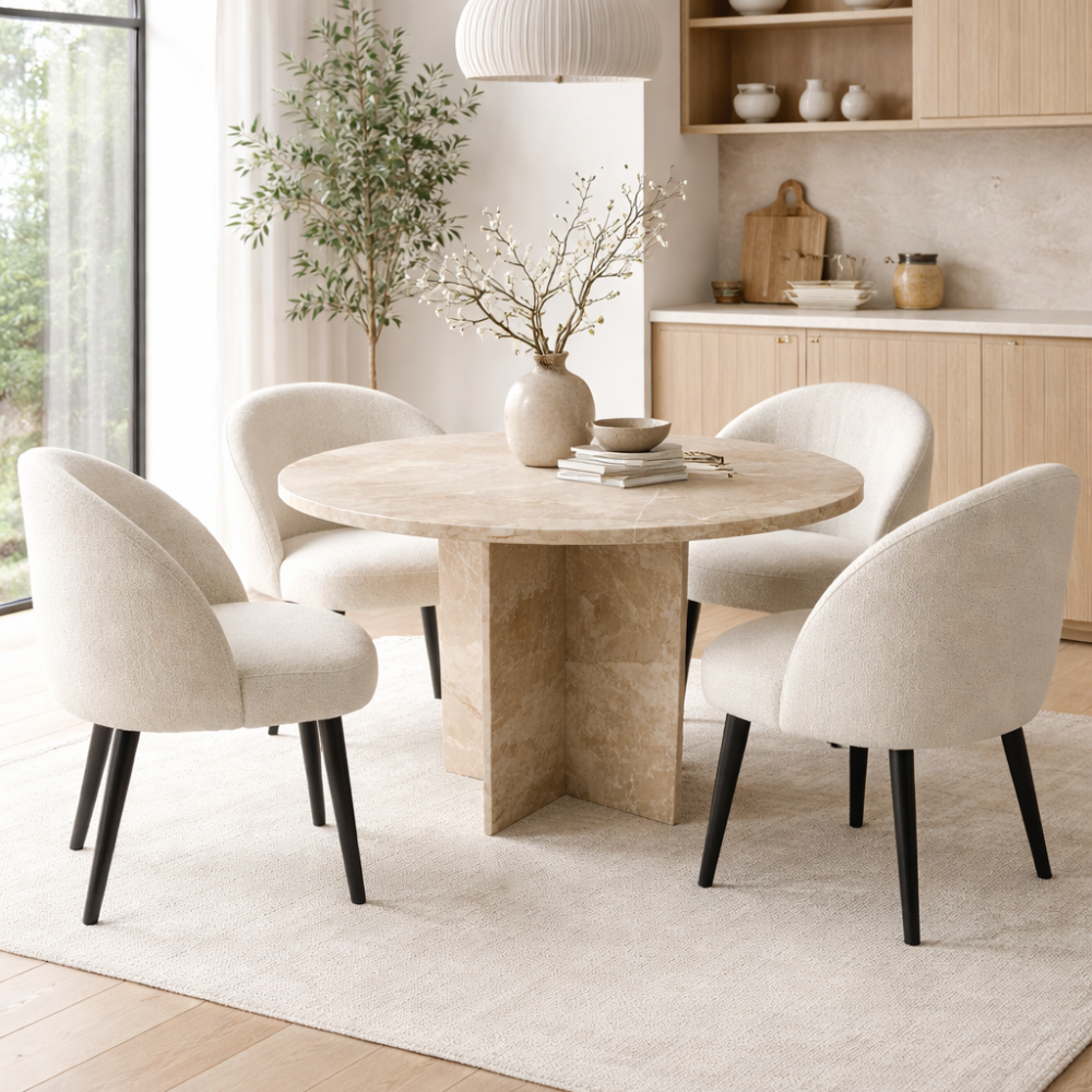 Stół beżowy okrągły