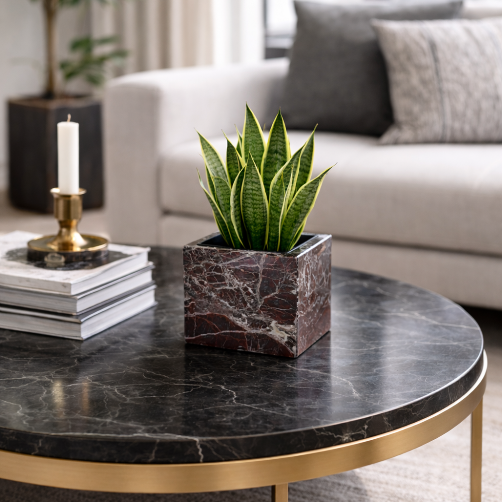 Doniczka z marmuru Rosso Levanto