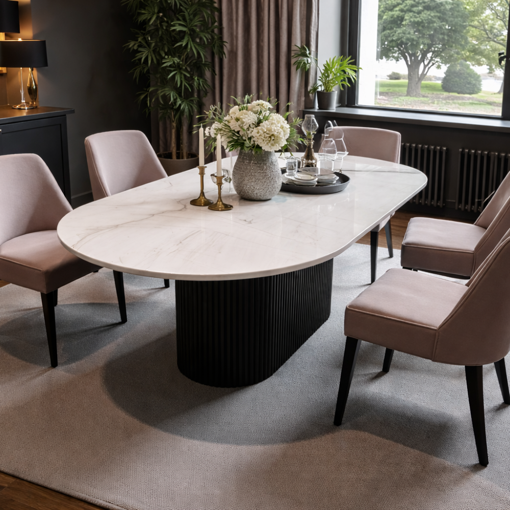 Stół owalny z kamienia kwarcytu naturalnego