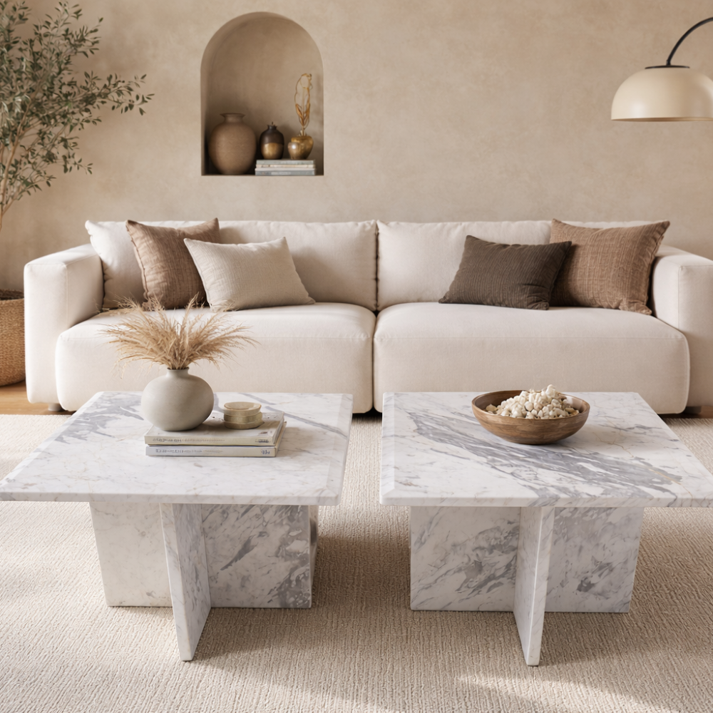 Zestaw stolików marmurowych Pirgon