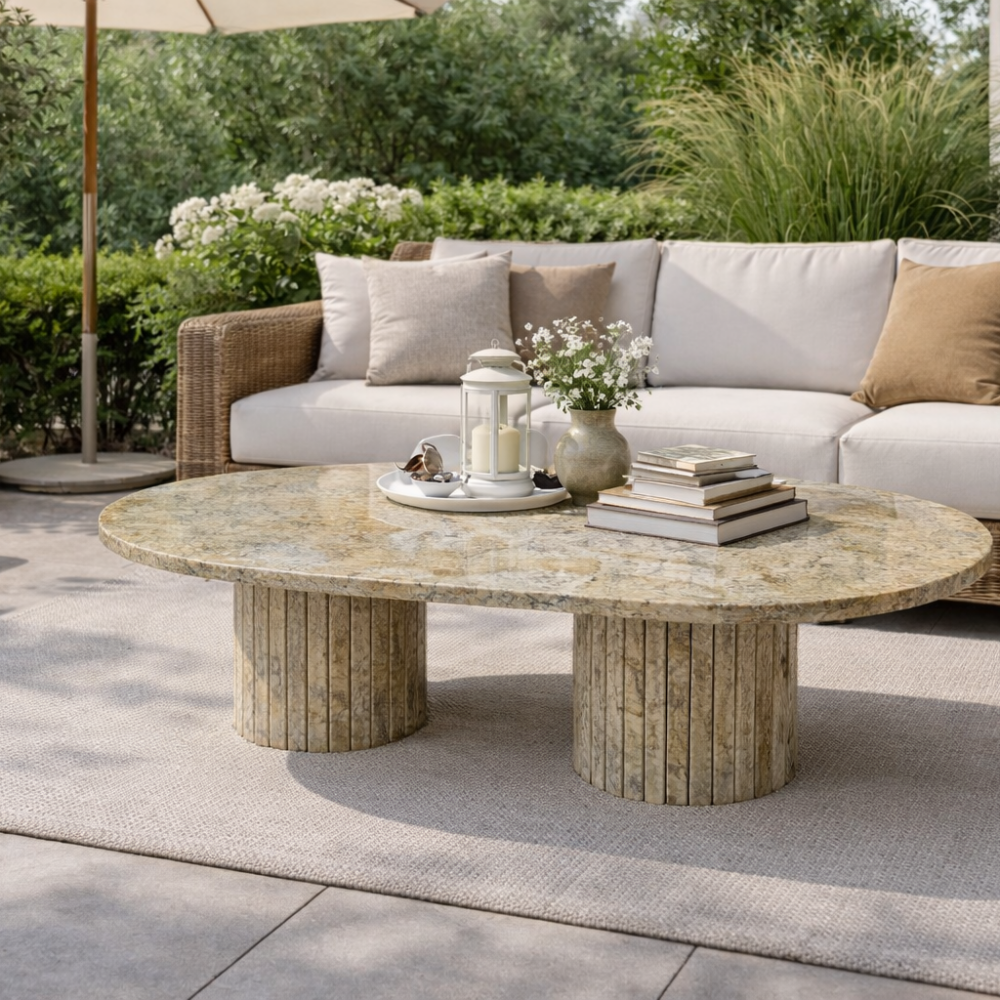 Kamienny stolik na taras Colonial Gold