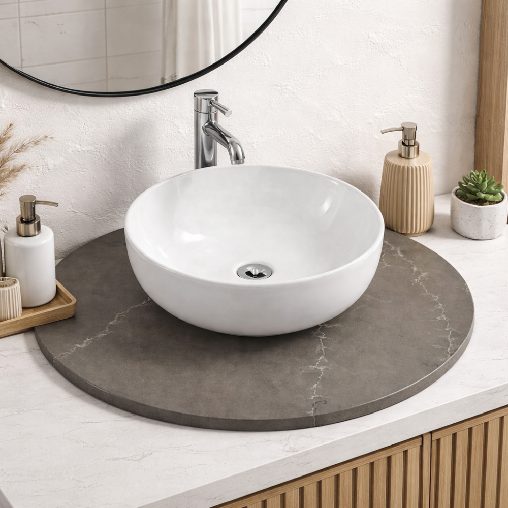 Okrągły blat łazienkowy pod umywalkę