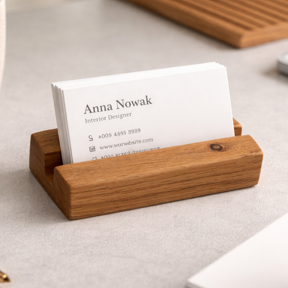 Dębowy wizytownik na biurko