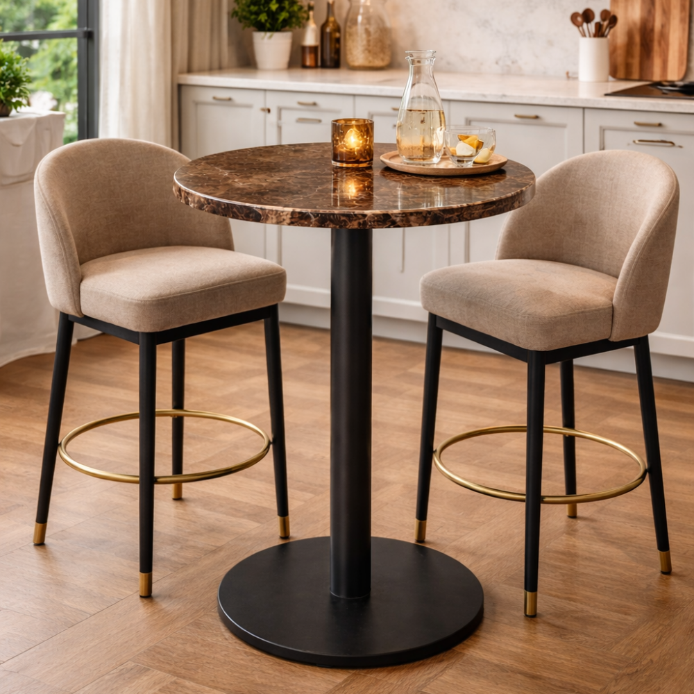 Stolik barowy z marmurowym blatem