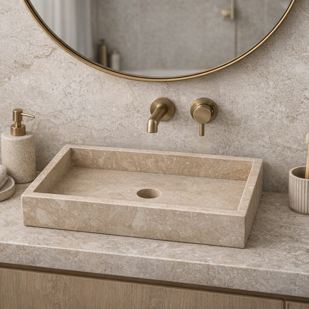 Umywalka z trawertynu