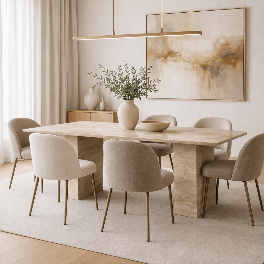 Stół jadalniany prostokątny z marmuru Daino Reale